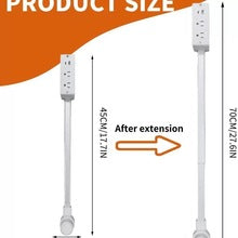 Rotatable 180° Outlet Extender with USB-A/USB-C and Dual AC Outlets, Extendable Stick 17.3–27.5in, Ideal for Hard-to-Reach Wall Sockets