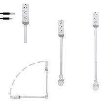 Rotatable 180° Outlet Extender with USB-A/USB-C and Dual AC Outlets, Extendable Stick 17.3–27.5in, Ideal for Hard-to-Reach Wall Sockets