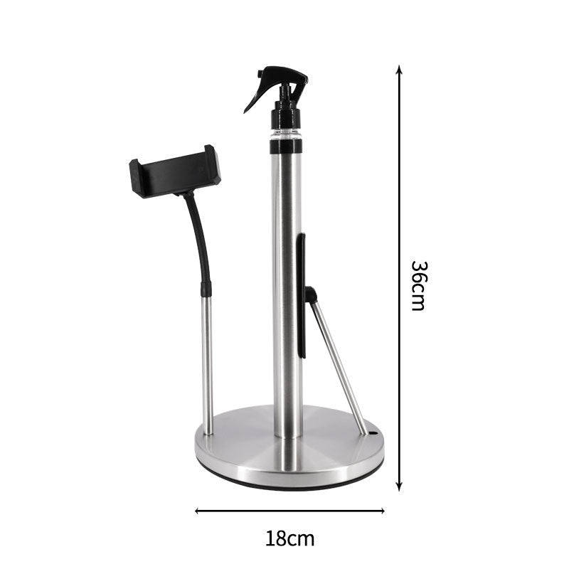 All-in-One Standing Paper Towel Holder with Refillable Spray Bottle & Phone Stand