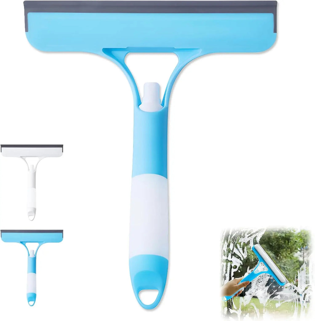 3-in-1 Window Cleaning Squeegee with Spray Bottle & Microfiber Scrubber Multi-Purpose Glass Cleaner Tool for Home, Kitchen, Car & Mirrors