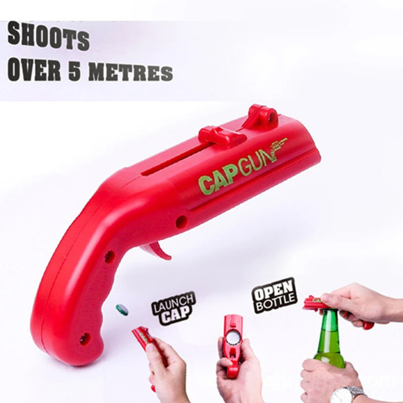 Creative Cap Gun Bottle Opener Portable Beer Bottle Opener Cap Shooter Party Bar Outdoor Celebration Tool