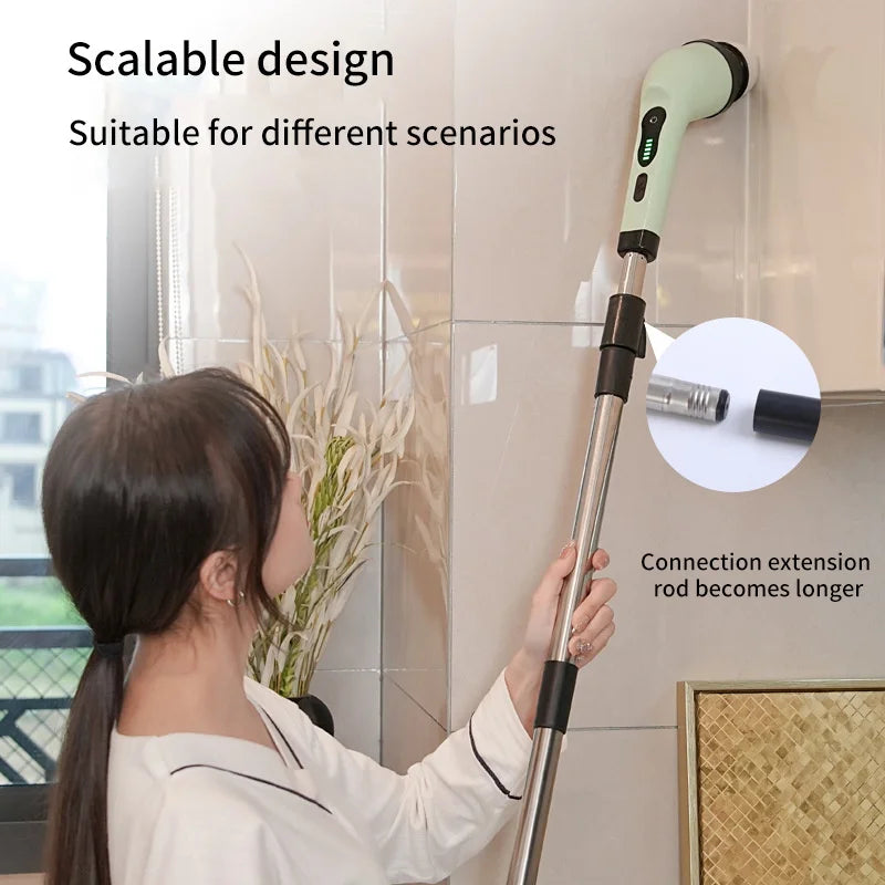 Electric Spin Scrubber 9 in 1 Rechargeable Cleaning Brush for Bathroom Kitchen Shower and Corners