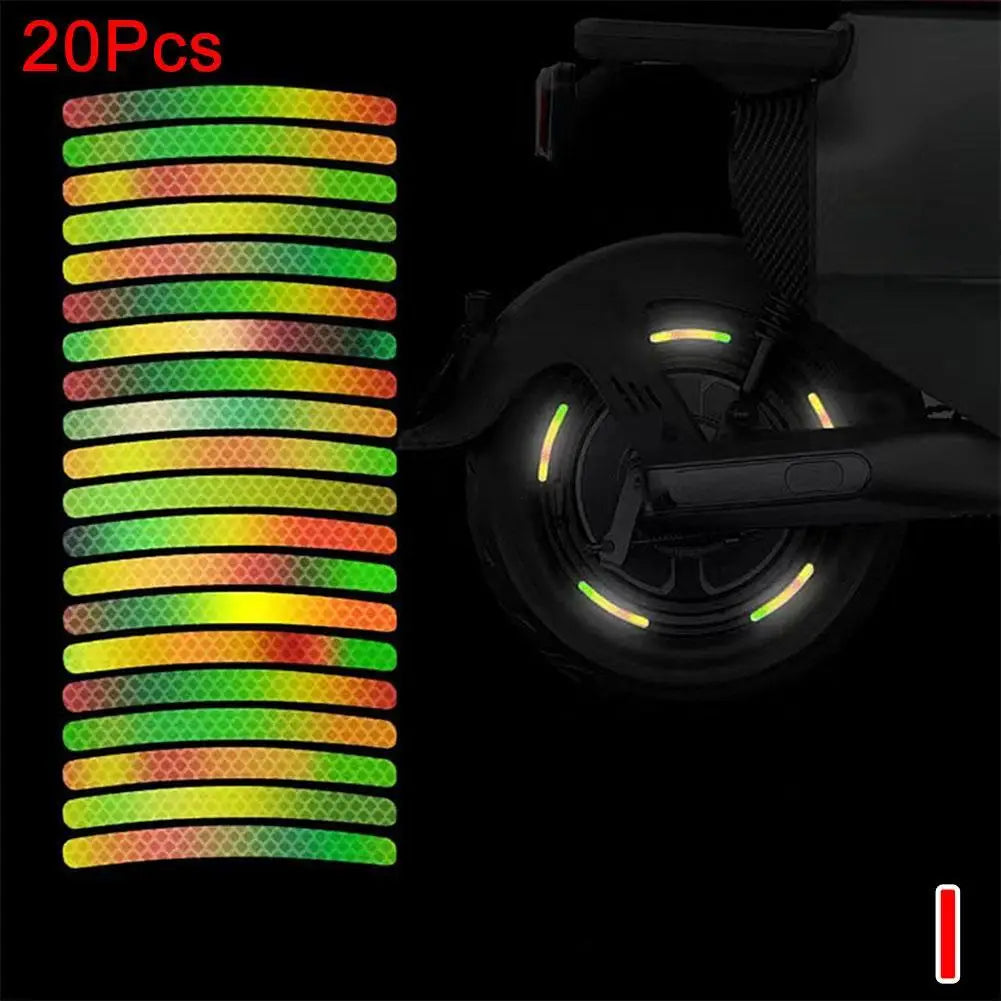 20pcs Reflective Tire Stickers Universal Fit for Motorcycle Bike Car Scooter Night Safety Use
