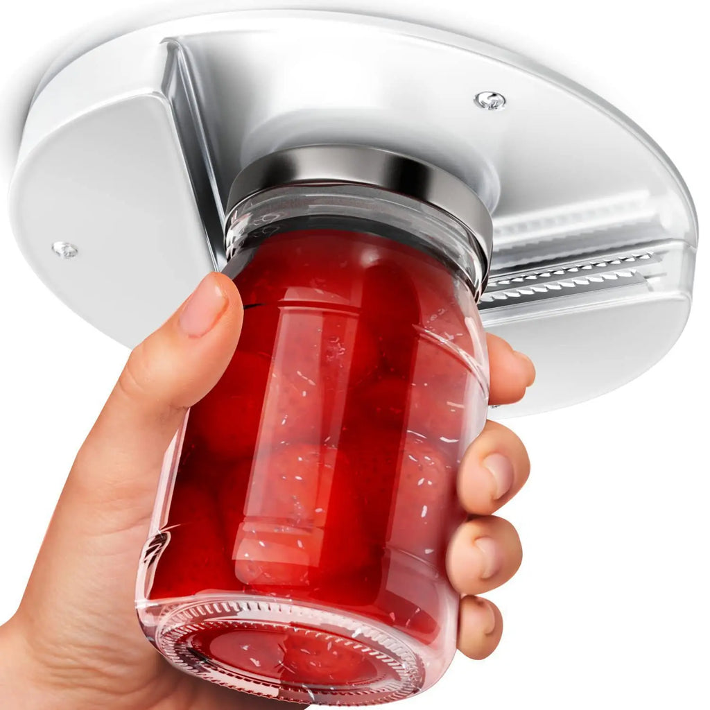 Under-Cabinet Jar & Can Opener – Fast, One-Hand Lid Removal for Bottles, Cans & Jars