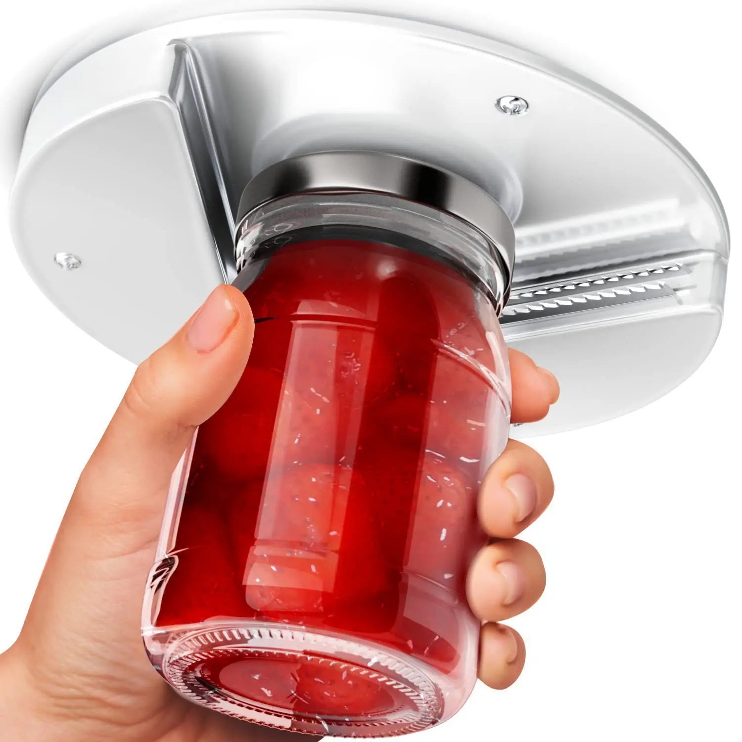 Under-Cabinet Jar & Can Opener – Fast, One-Hand Lid Removal for Bottles, Cans & Jars