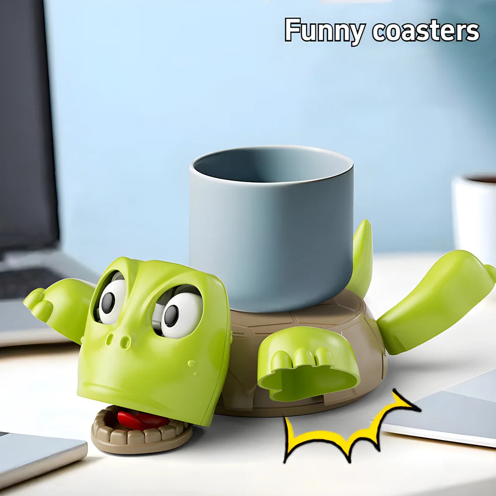 Turtle Coaster with Sound Funny Interactive Cup Holder for Kids Play and Table Protection 3D Printed Drink Mat for Coffee and Tea