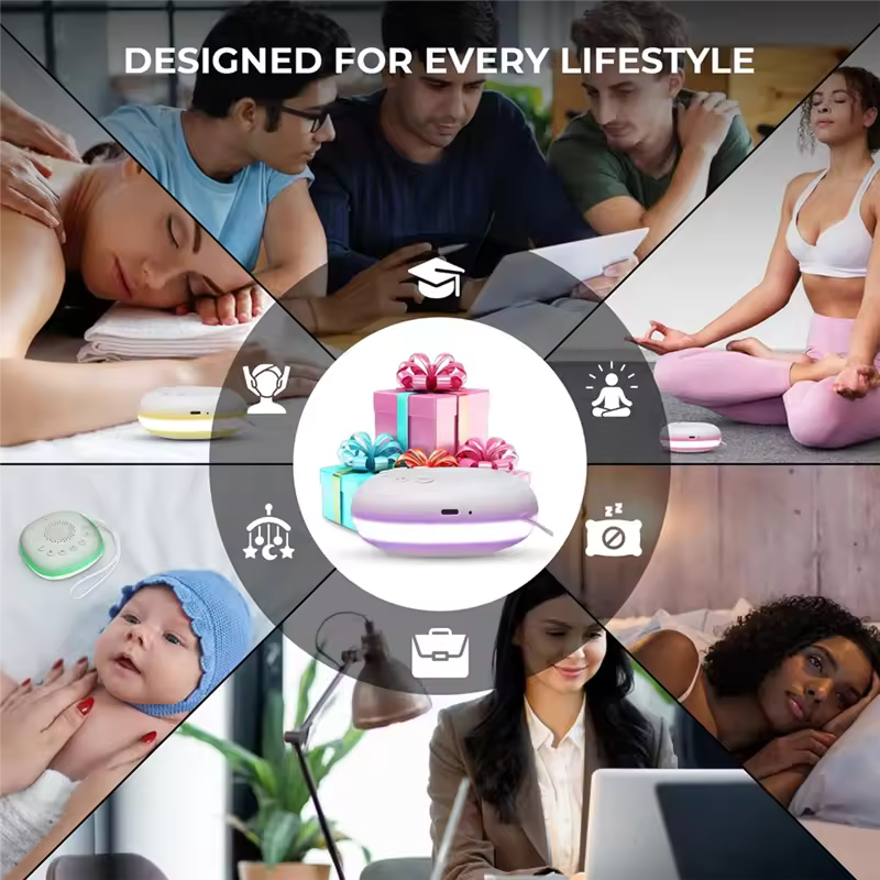White Noise Machine with Colorful Breathing Light & 20 Peaceful Sounds for Deep Sleep and Mindful Moments