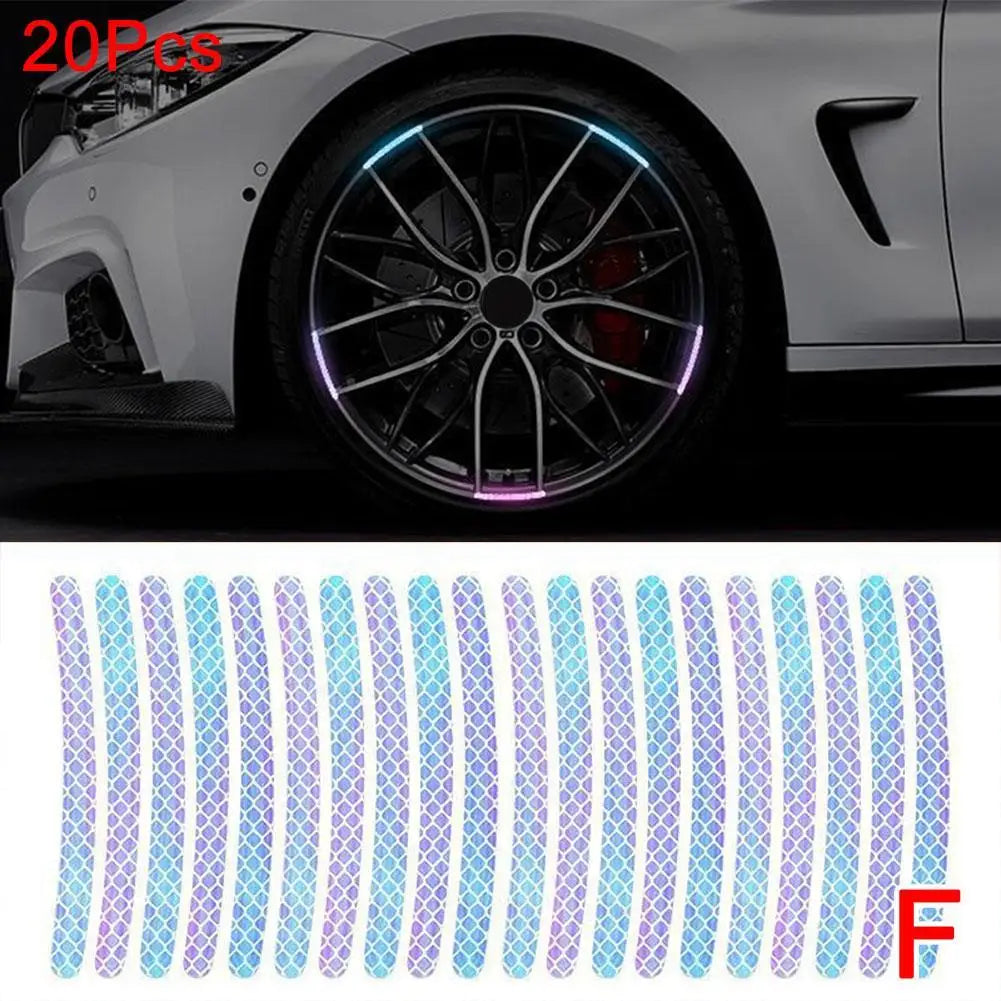 20pcs Reflective Tire Stickers Universal Fit for Motorcycle Bike Car Scooter Night Safety Use