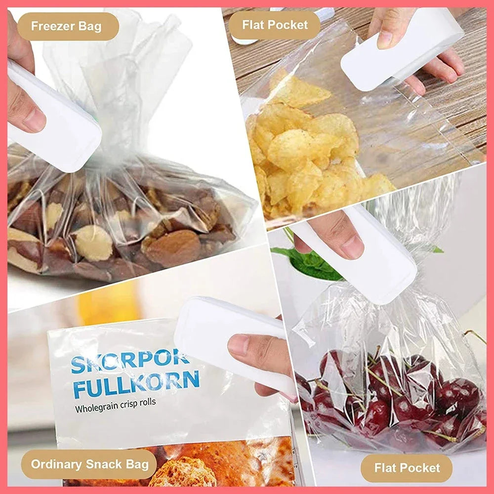 Portable Mini Bag Sealer, Handheld Heat Sealing Machine for Plastic Snack Bags, Easy-to-Use Food Storage Tool, Compact Kitchen Accessory