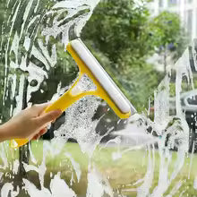 3-in-1 Window Cleaning Squeegee with Spray Bottle & Microfiber Scrubber Multi-Purpose Glass Cleaner Tool for Home, Kitchen, Car & Mirrors