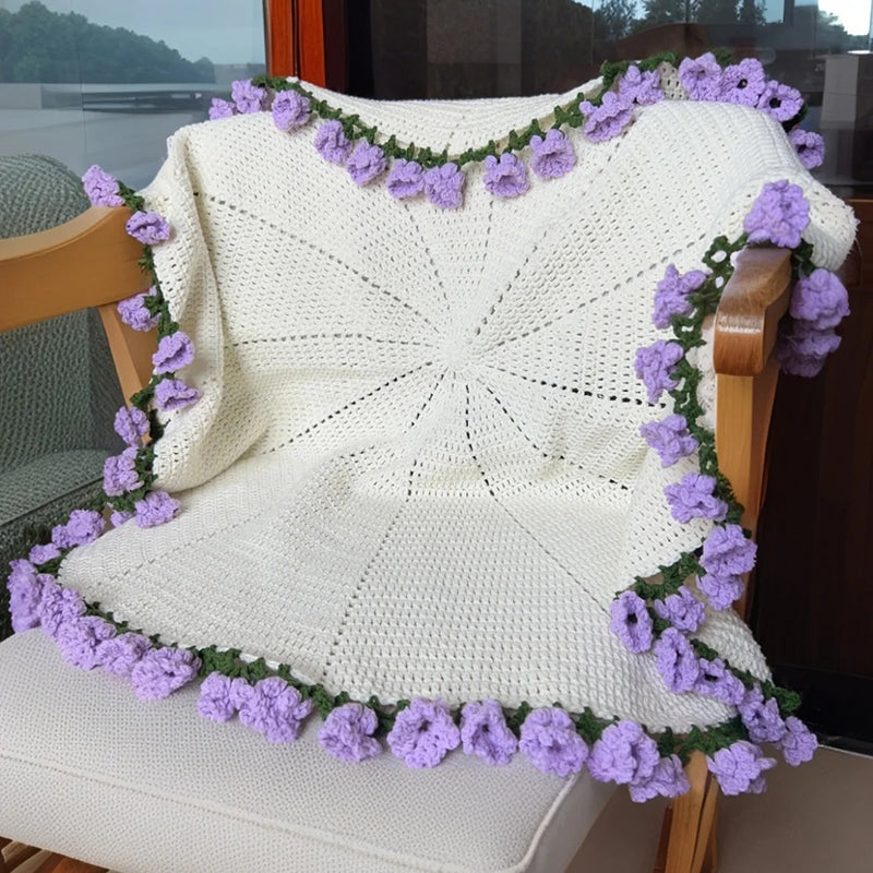 Handmade Crochet Flower Bouquet Blanket Multi Flower Sofa Throw Cozy Decorative Bed Blanket