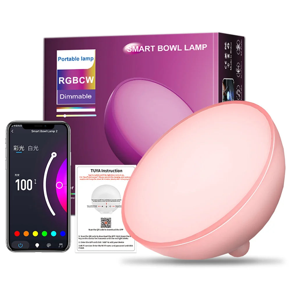 Smart RGB Bedside Lamp with Music Sync & App Control Voice-Activated Mood Light for Bedroom & Living Room