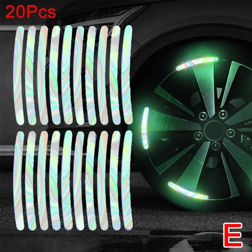 20pcs Reflective Tire Stickers Universal Fit for Motorcycle Bike Car Scooter Night Safety Use