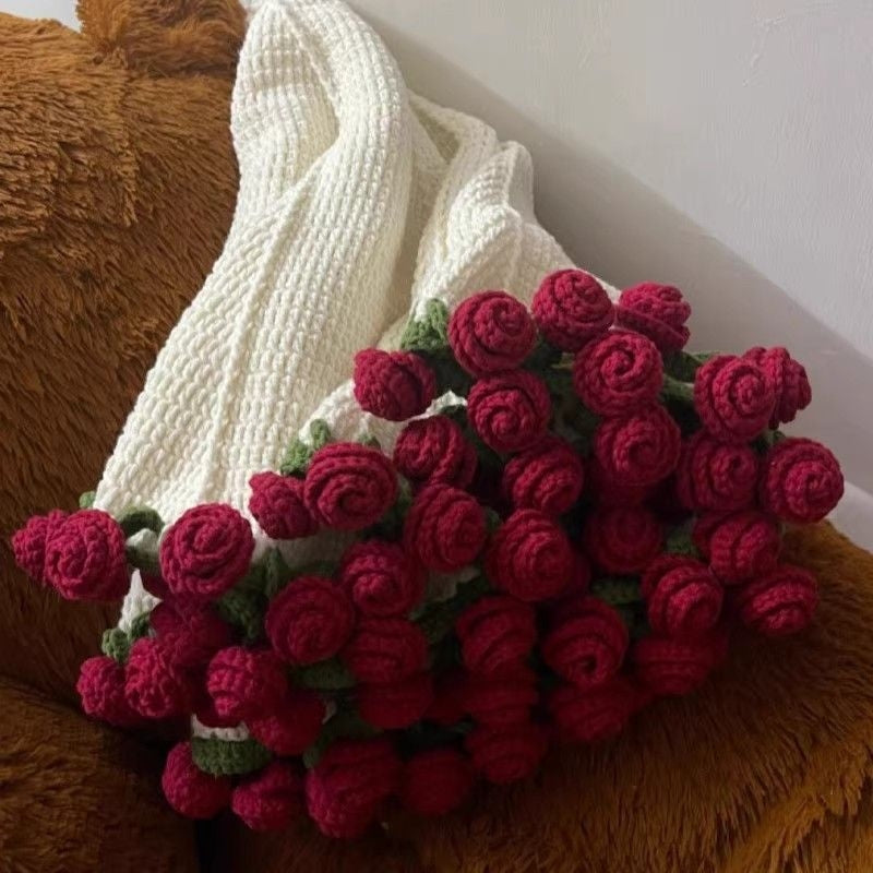Handmade Crochet Flower Bouquet Blanket Multi Flower Sofa Throw Cozy Decorative Bed Blanket