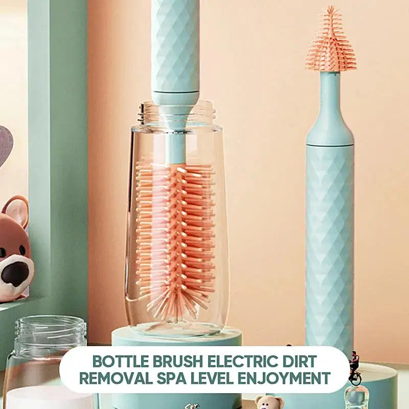 Electric Bottle Cleaning Brush Set 360° Rotating Silicone Brush for Pacifiers, Cups & Feeding Accessories