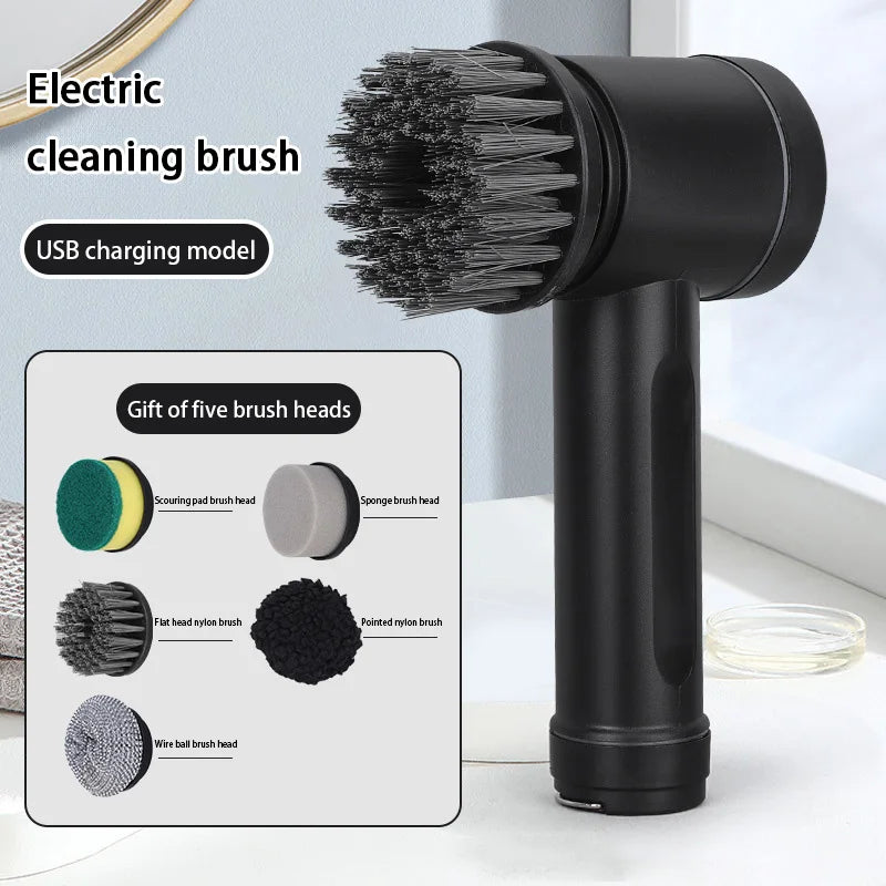 Wireless Electric Cleaning Brush High Power Multi-Function Scrubber with 6 Replaceable Heads for Kitchen & Home