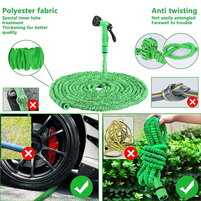 Expandable Magic Garden Hose Up to 200 Ft, Lightweight, Durable with 7 Spray Modes & Spray Gun Ideal for Home & Garden Watering