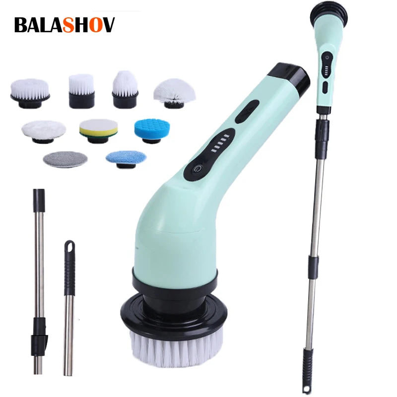 Electric Spin Scrubber 9 in 1 Rechargeable Cleaning Brush for Bathroom Kitchen Shower and Corners
