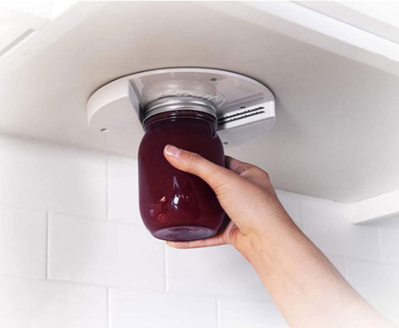 Under-Cabinet Jar & Can Opener – Fast, One-Hand Lid Removal for Bottles, Cans & Jars