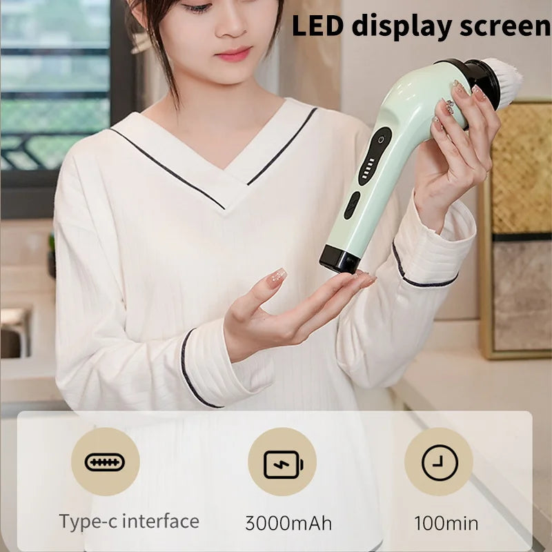 Electric Spin Scrubber 9 in 1 Rechargeable Cleaning Brush for Bathroom Kitchen Shower and Corners