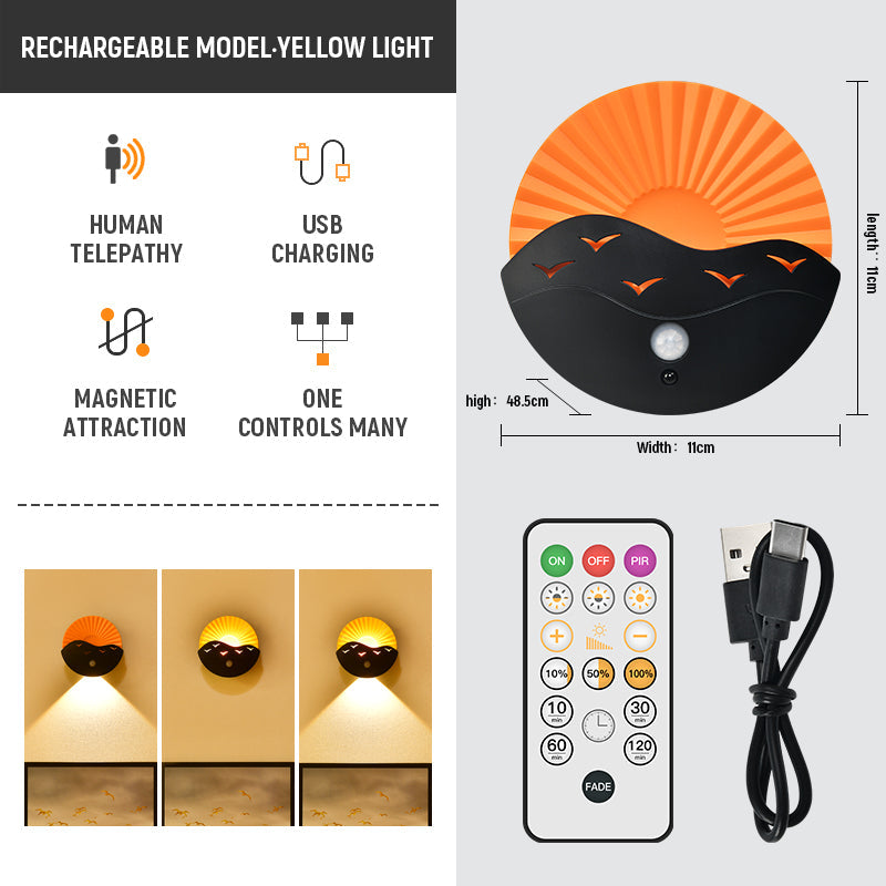 Wireless Rechargeable LED Wall Sconce with Remote and Motion Sensor, Dimmable Up and Down Light