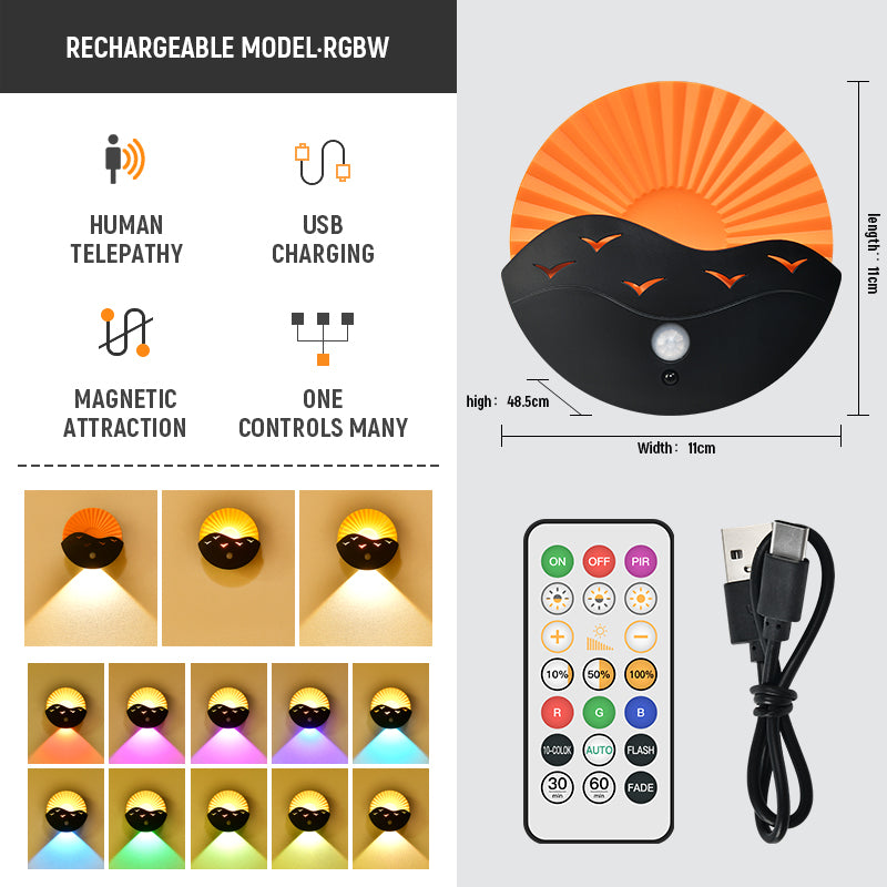 Wireless Rechargeable LED Wall Sconce with Remote and Motion Sensor, Dimmable Up and Down Light
