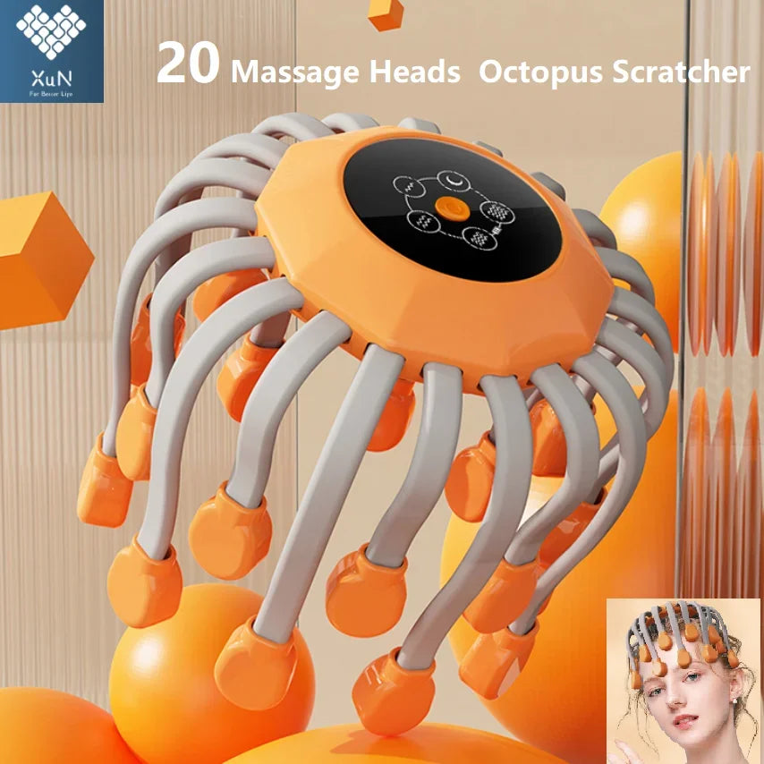 Electric Head Massager 20 Nodes Red Light Therapy Scalp Relaxation, Stress & Migraine Relief Tool