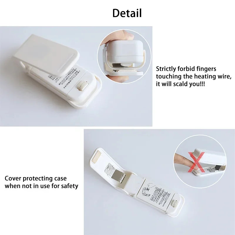Portable Mini Bag Sealer, Handheld Heat Sealing Machine for Plastic Snack Bags, Easy-to-Use Food Storage Tool, Compact Kitchen Accessory
