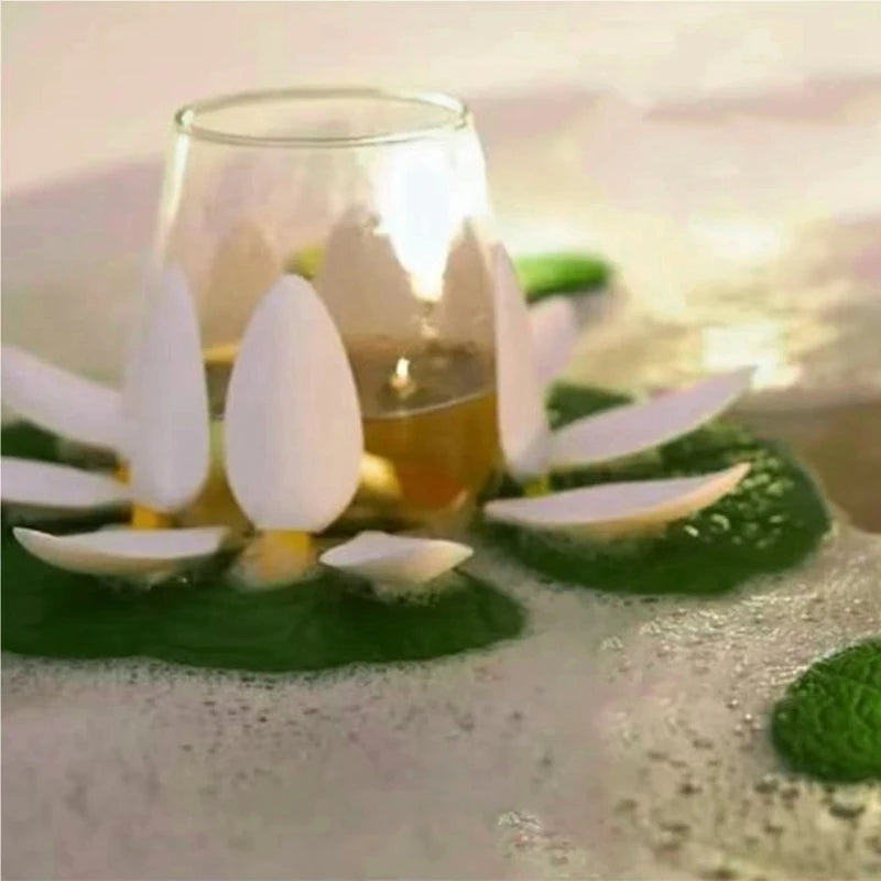 Floating Lotus Bath Stand Wine Glass Holder Wine Bottle Holder Tealight Candle Holder Lily Pad Bathroom Decor Shower Accessory