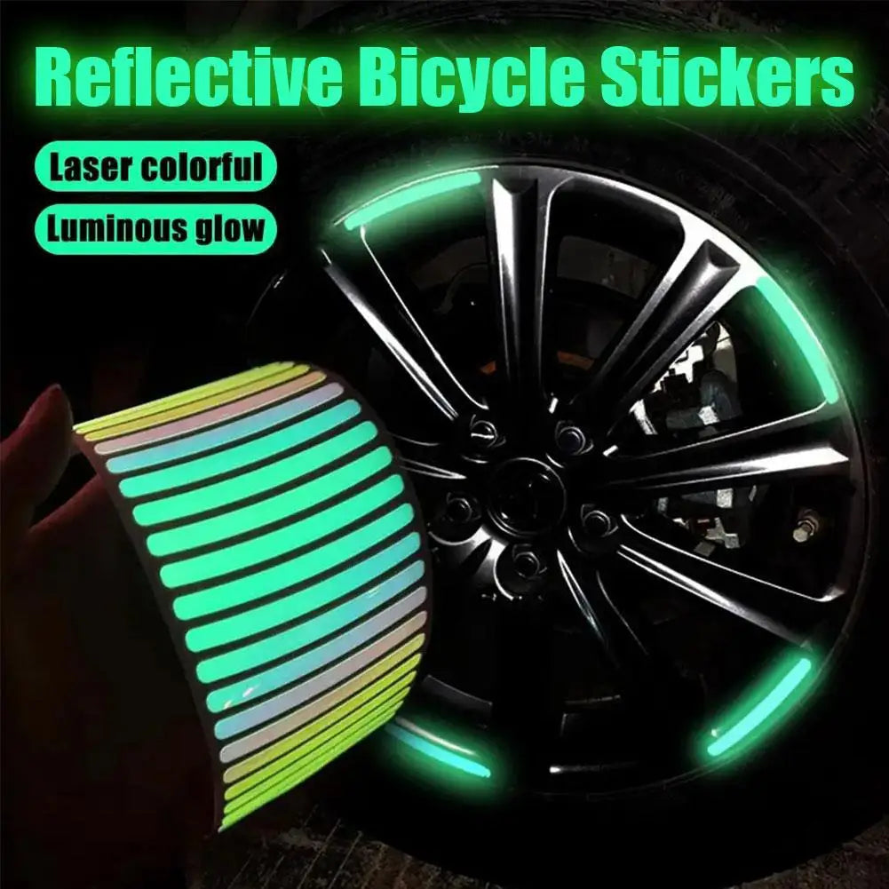 20pcs Reflective Tire Stickers Universal Fit for Motorcycle Bike Car Scooter Night Safety Use