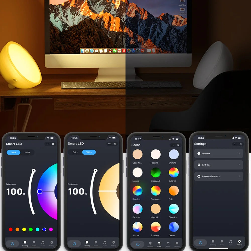 Smart RGB Bedside Lamp with Music Sync & App Control Voice-Activated Mood Light for Bedroom & Living Room