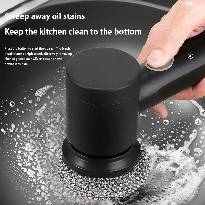 Wireless Electric Cleaning Brush High Power Multi-Function Scrubber with 6 Replaceable Heads for Kitchen & Home
