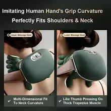 Neck & Shoulder Massager with Real Fingers, Wireless Cervical Trapezius Kneading Massager with Heat, 3-Speed Deep Tissue Relief for Neck, Back, Arms & Legs