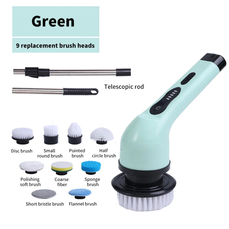Electric Spin Scrubber 9 in 1 Rechargeable Cleaning Brush for Bathroom Kitchen Shower and Corners
