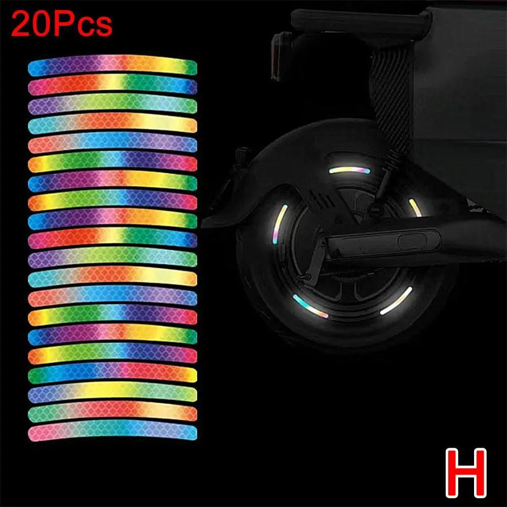 20pcs Reflective Tire Stickers Universal Fit for Motorcycle Bike Car Scooter Night Safety Use