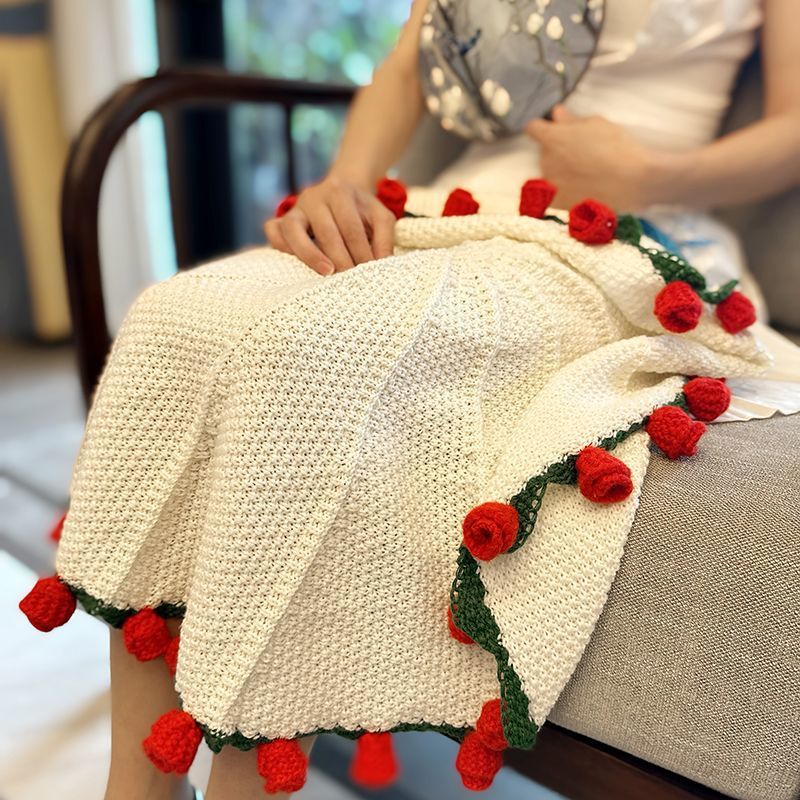 Handmade Crochet Flower Bouquet Blanket Multi Flower Sofa Throw Cozy Decorative Bed Blanket