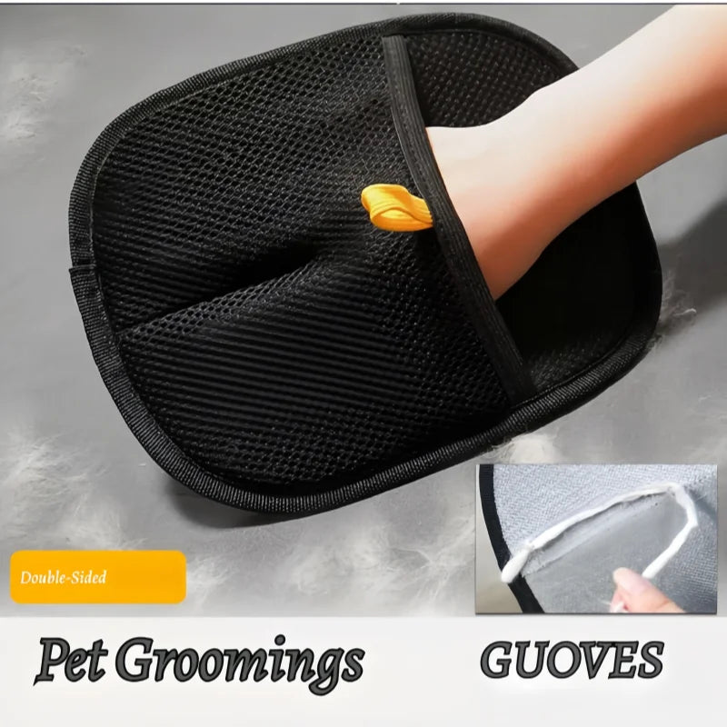 Pet Hair Remover Gloves Upgraded Double-Sided Grooming Glove for Cats and Dogs, Reusable & Washable with Electrostatic Grip