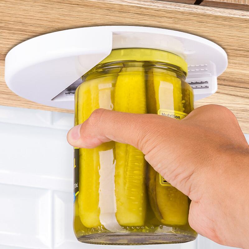 Under-Cabinet Jar & Can Opener – Fast, One-Hand Lid Removal for Bottles, Cans & Jars