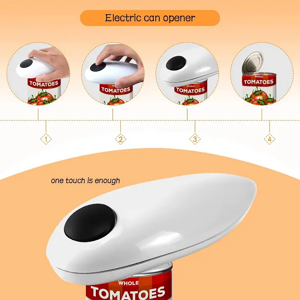 Automatic Electric Can Opener Smooth Edge Battery Operated Easy for Weak Hands Opens All Jar Types Effortlessly
