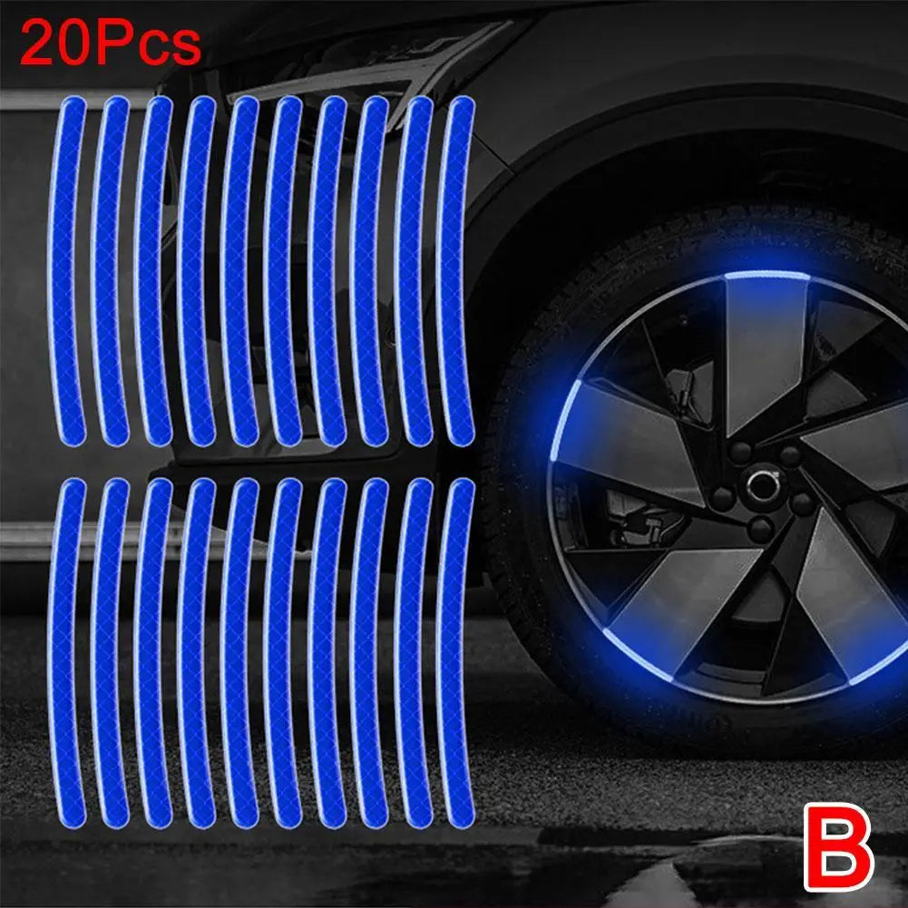 20pcs Reflective Tire Stickers Universal Fit for Motorcycle Bike Car Scooter Night Safety Use