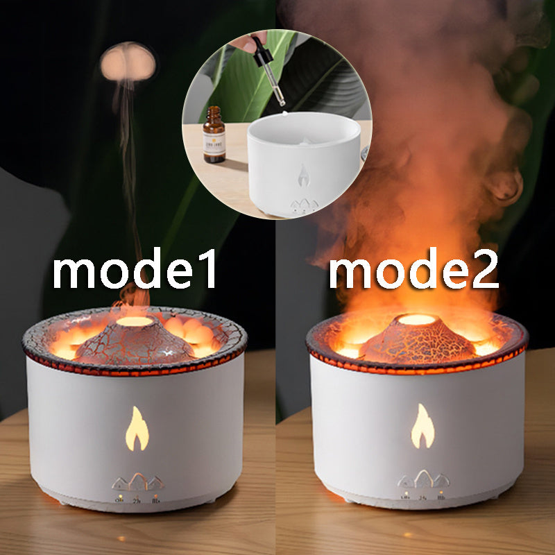 Creative Volcano Flame Diffuser Aroma Humidifier with Mesmerizing Jellyfish Mist Effect
