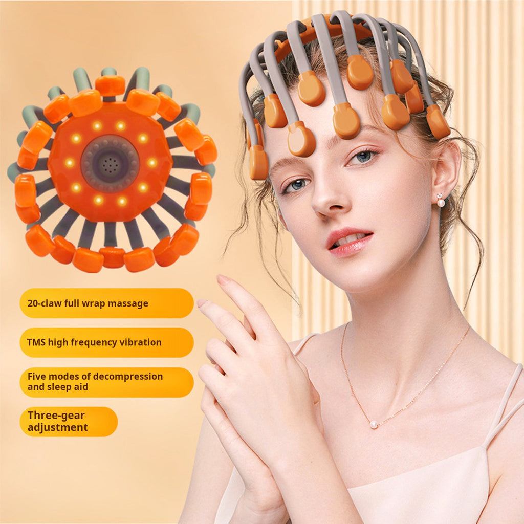 Electric Head Massager 20 Nodes Red Light Therapy Scalp Relaxation, Stress & Migraine Relief Tool