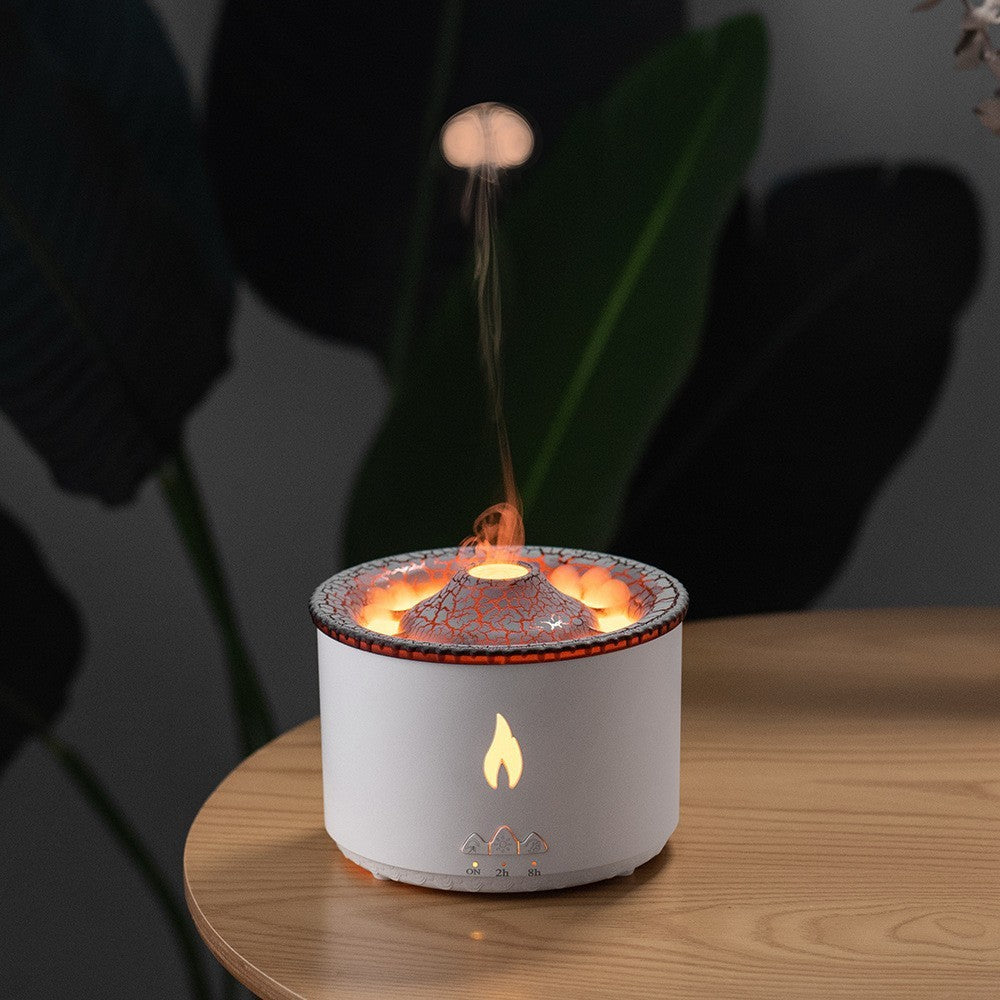Creative Volcano Flame Diffuser Aroma Humidifier with Mesmerizing Jellyfish Mist Effect