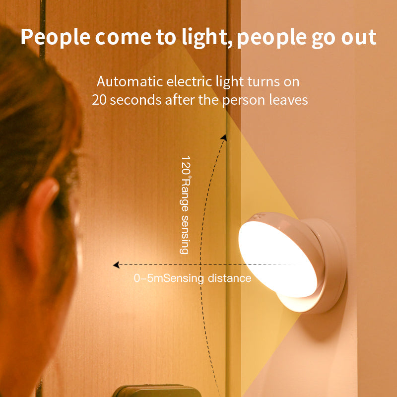 Mini LED Motion Sensor Night Light Rechargeable with 360° Rotation for Cabinets, Bedrooms and Entrances