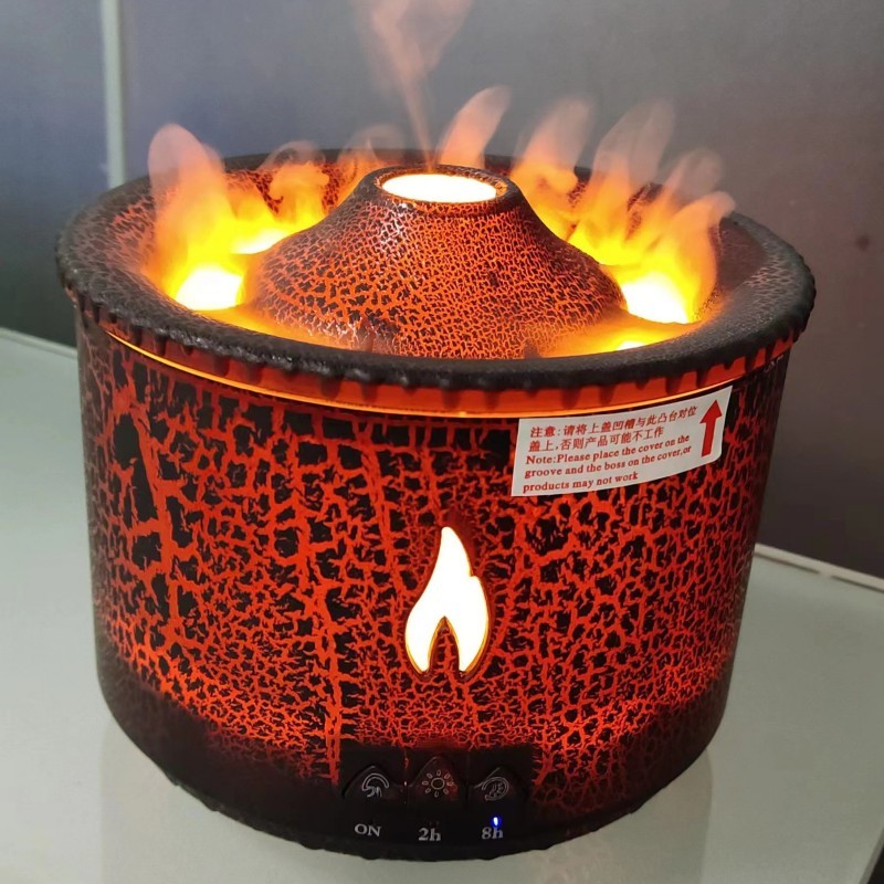 Creative Volcano Flame Diffuser Aroma Humidifier with Mesmerizing Jellyfish Mist Effect