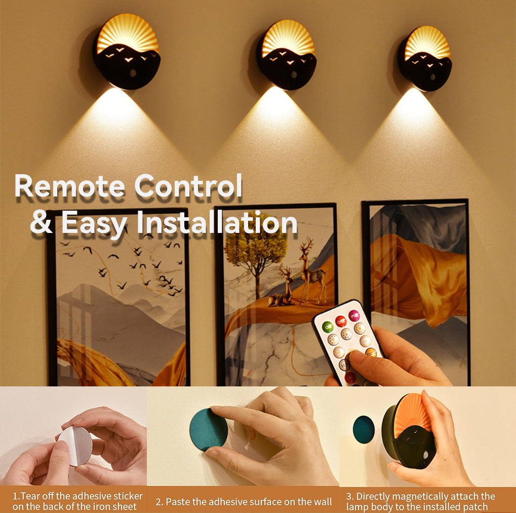 Wireless Rechargeable LED Wall Sconce with Remote and Motion Sensor, Dimmable Up and Down Light