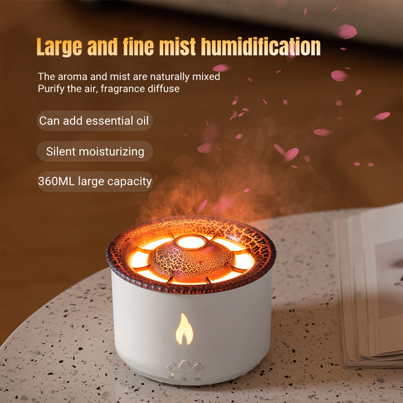 Creative Volcano Flame Diffuser Aroma Humidifier with Mesmerizing Jellyfish Mist Effect