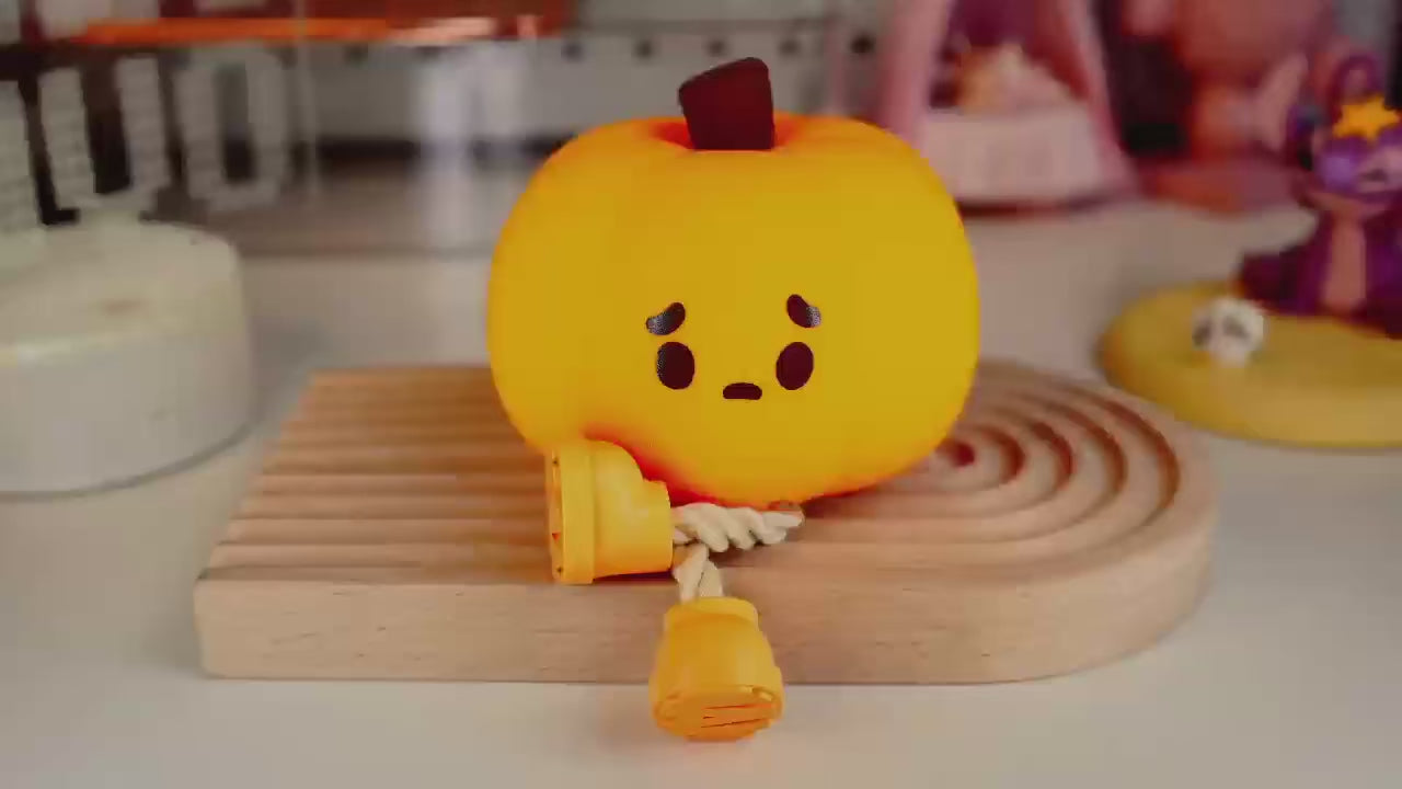 LED Pumpkin Night Lamp Squishy Silicone Rechargeable Light for Bedroom, Desk, Nursery & Seasonal Decor
