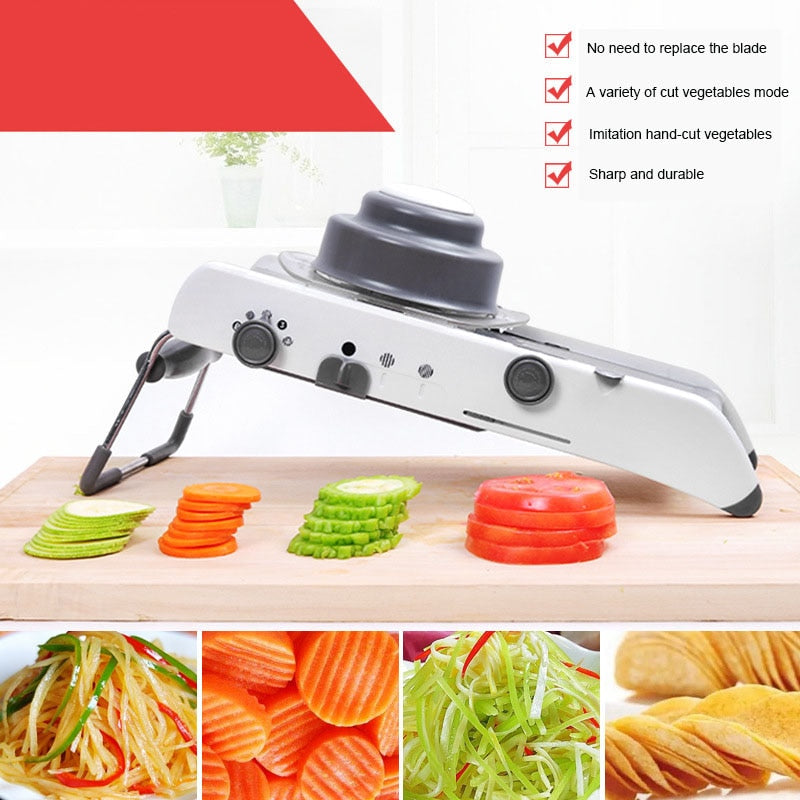 Multi-Purpose Mandoline Slicer Stainless Steel Vegetable & Fruit Cutter with Adjustable Blades