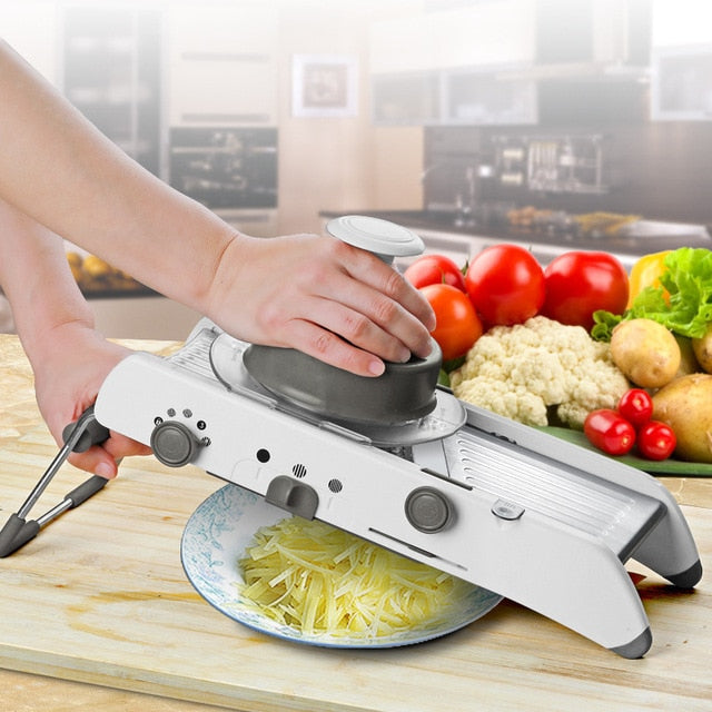 Multi-Purpose Mandoline Slicer Stainless Steel Vegetable & Fruit Cutter with Adjustable Blades